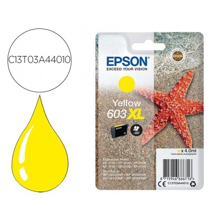 Ink jet epson 603xl xp 2100 2105 3100 4100 wf 2810 2830 2835 2850 amarillo 350 paginas