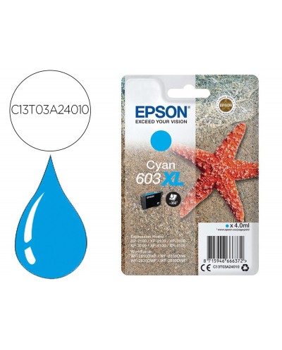 Ink jet epson 603xl xp 2100 2105 3100 4100 wf 2810 2830 2835 2850 cian 350 paginas