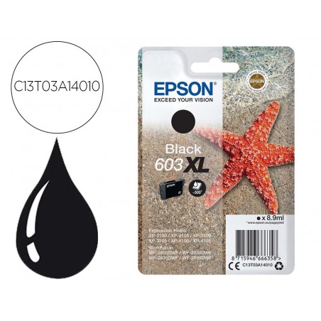 Ink jet epson 603xl xp 2100 2105 3100 4100 wf 2810 2830 2835 2850 negro 500 paginas