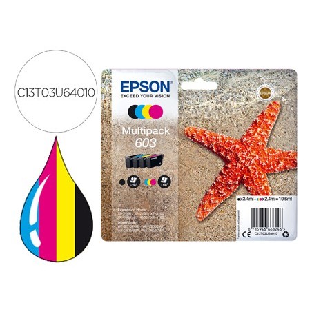 Ink jet epson 603 xp 2100 2105 3100 4100 wf 2810 2830 2835 2850 multipack 4 colores negro