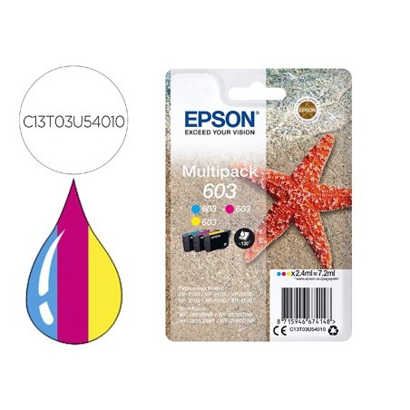 Ink jet epson 603 xp 2100 2105 3100 4100 wf 2810 2830 2835 2850 multipack 3 colores amarillo