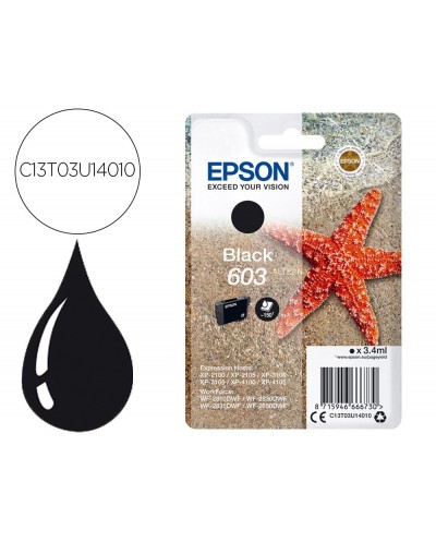 Ink jet epson 603 xp 2100 2105 3100 4100 wf 2810 2830 2835 2850 negro 150 paginas