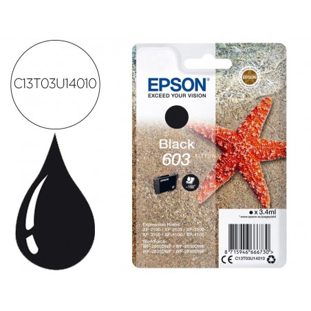 Ink jet epson 603 xp 2100 2105 3100 4100 wf 2810 2830 2835 2850 negro 150 paginas