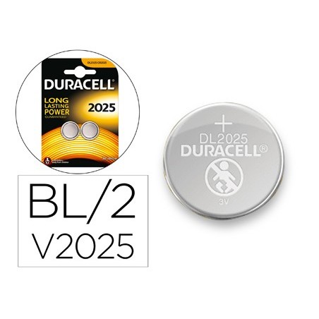 Pila duracell alcalina boton cr2025 blister 2 unidades