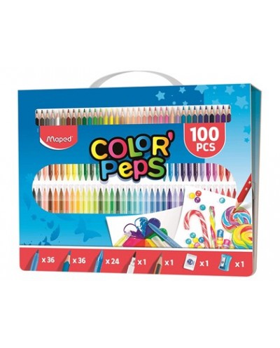Estuche pintura maped color peps kit 100 piezas surtidas