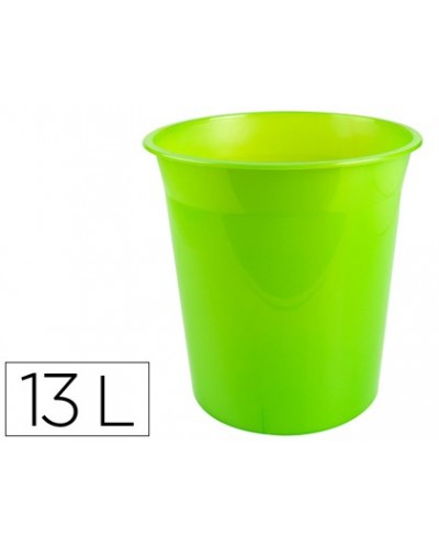 Papelera plastico q connect verde translucido 13 litros dim 275x285 mm