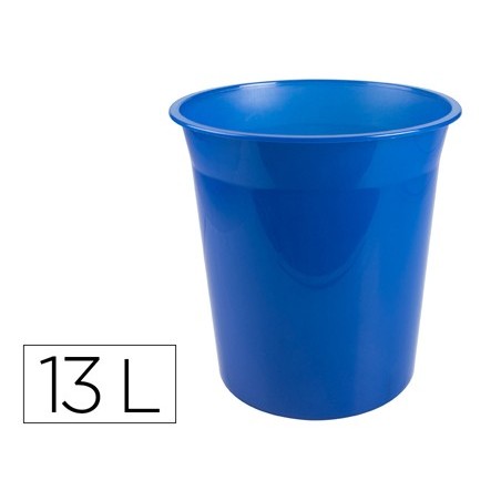 Papelera plastico q connect azul translucido 13 litros dim 275x285 mm
