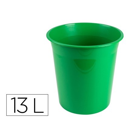 Papelera plastico q connect verde opaco 13 litros dim 275x285mm