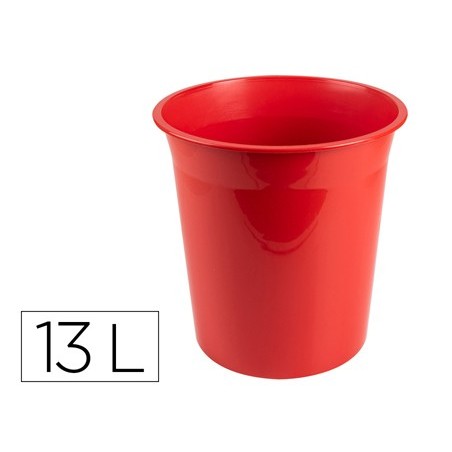 Papelera plastico q connect rojo opaco 13 litros