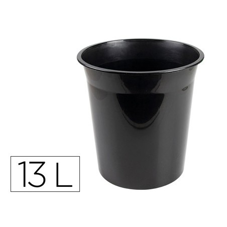 Papelera plastico q connect negro opaco 13 litros dim275x285 mm