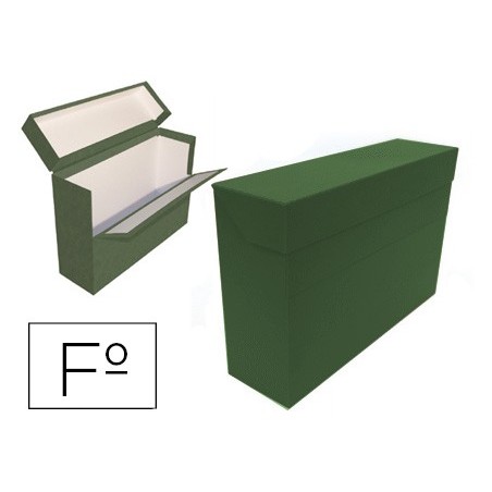 Caja transferencia mariola folio doble carton forrado geltex lomo 20 cm color verde