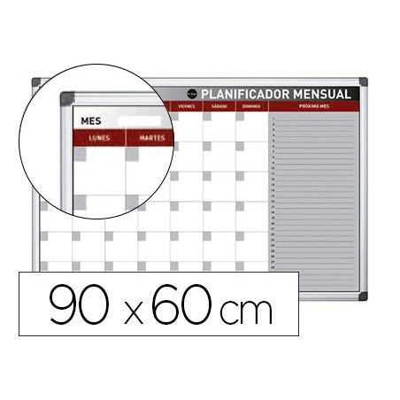 Planning magnetico bi office mensual lacado marco aluminio rotulable 90x60 cm