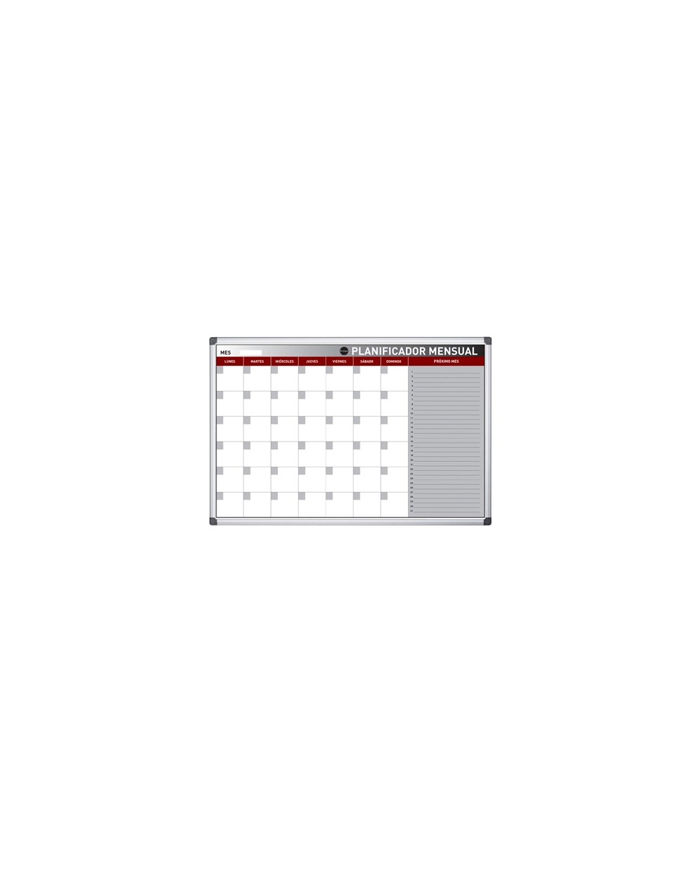 Planning magnetico bi office mensual lacado marco aluminio rotulable 60x45 cm
