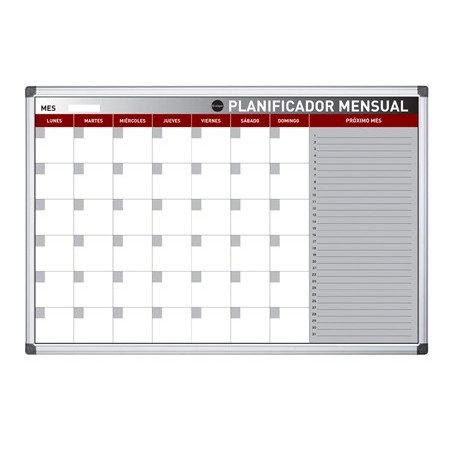 Planning magnetico bi office mensual lacado marco aluminio rotulable 60x45 cm