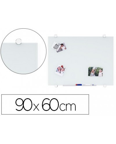 Pizarra blanca q connect cristal magnetica marco aluminio 90x60 cm