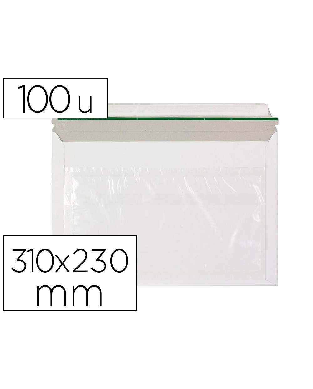 Sobre autoadhesivo q connect portadocumentos 310x230 mm ventana transparente paquete de 100 unidades