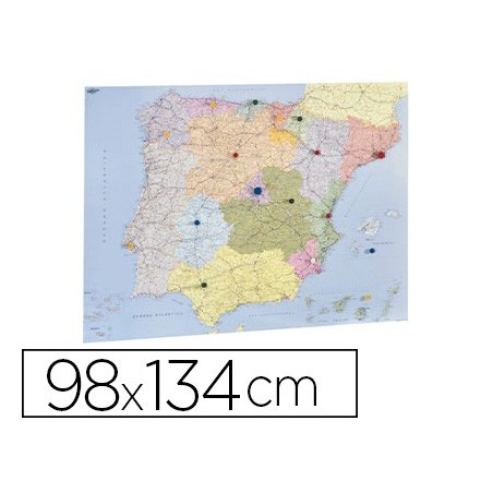 Mapa mural faibo espana y portugal autonomico plastificiado enrollado 98x134 cm
