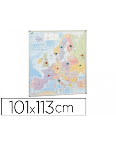 Mapa mural faibo europa politico magnetico marco de aluminio con cantoneras de proteccion 113x101 cm