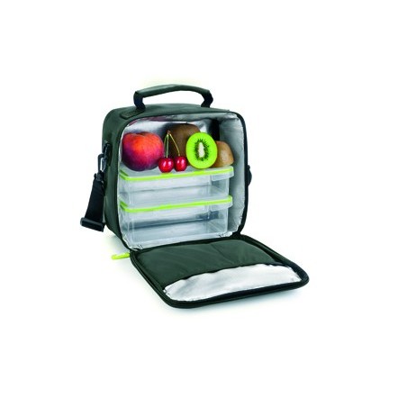 Bolsa porta alimentos ibili lunch away green termica con asa incluye 2 recipientes con tapa hermetica y bandeja