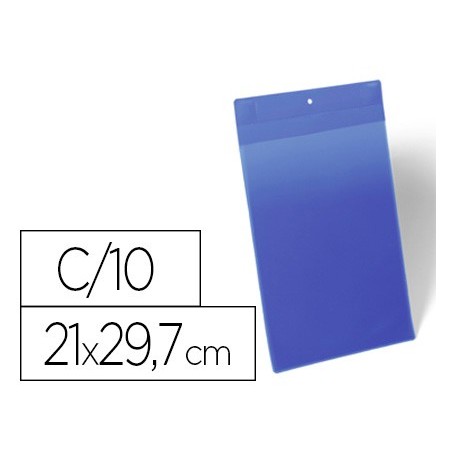 Funda durable magnetica 210x297 mm plastico azul ventana transparente pack de 10 unidades