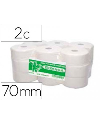 Papel higienico jumbo 2 c celulosa blanca mandril 70 mm para dispensador kf16756