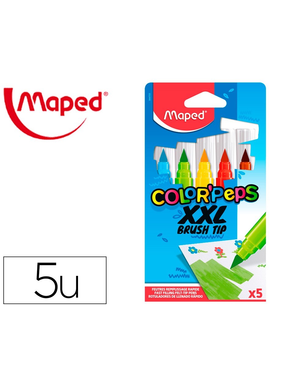 Rotulador maped color peps jumbo punta pincel caja de 5 colores surtidos