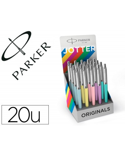 Boligrafo parker jotter originals pastel expositor de 20 unidades 5 colores pastel surtidos