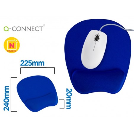 Alfombrilla para raton q connect con reposamunecas ergonomica de gel color azul 225x240x20 mm