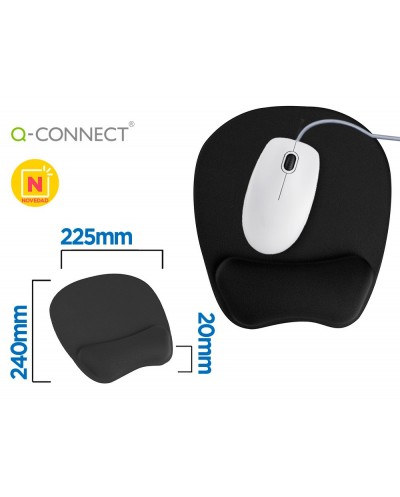 Alfombrilla para raton q connect con reposamunecas ergonomica de gel color negro 225x240x20 mm