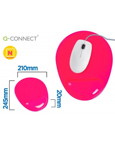 Alfombrilla para raton q connect reposamunecas de gel pvc color rosa 210x245x20 mm