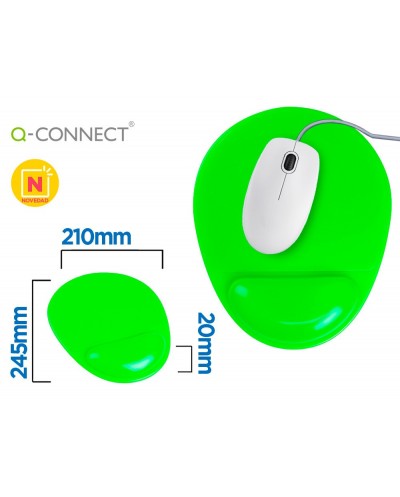 Alfombrilla para raton q connect reposamunecas de gel pvc color verde 210x245x20 mm
