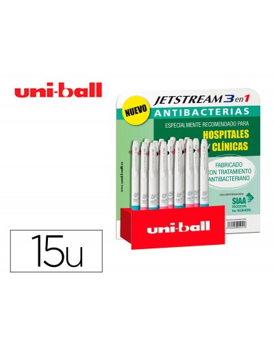 Boligrafo uni ball jetstream sport sxe3 400 3 colores antibacteriano 10 mm expositor de 15 unidades