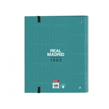 Carpeta con recambio safta din a4 tapa forrada 100 h 60 gr cuadro 5 mm 270x35x320 mm real madrid 3 equipacion