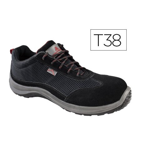 Zapatos de seguridad deltaplus asti piel de serraje afelpado suela de composite negro talla 38