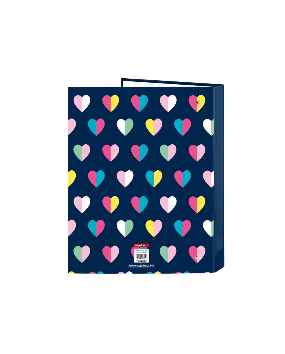 Carpeta safta carton folio 4 anillas mixtas 265x40x330 mm benetton corazones