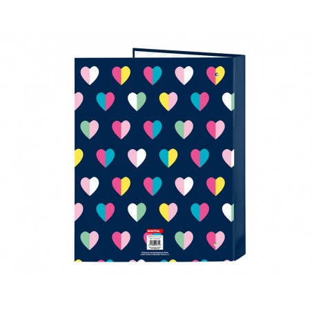 Carpeta safta carton folio 4 anillas mixtas 265x40x330 mm benetton corazones