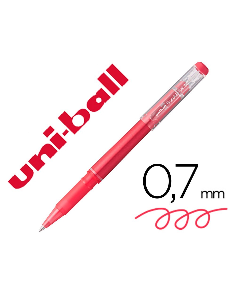 Rotulador uni ball roller uf 222 tinta gel borrable 07 mm rojo