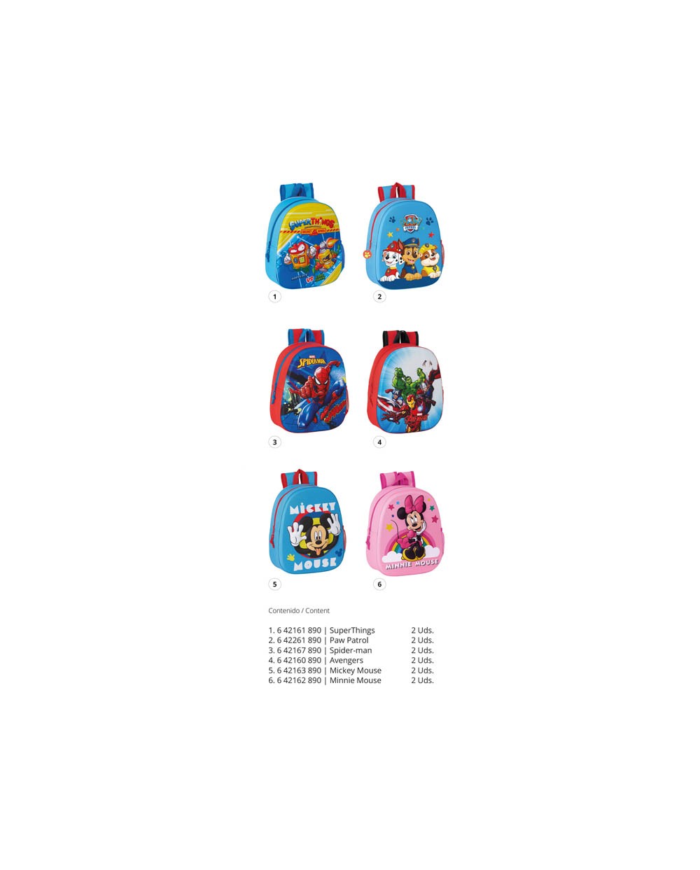 Expositor escolar safta mochilas 3d surtidas 650x280x1580 mm