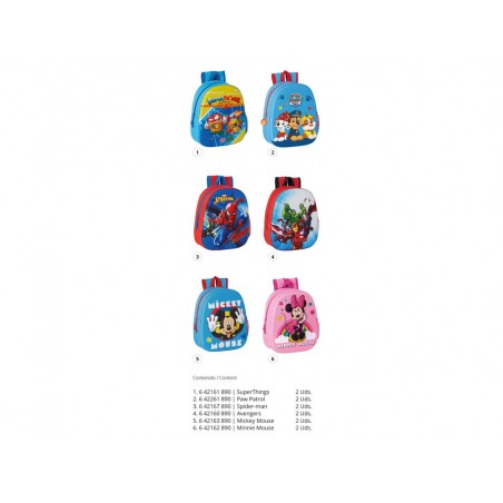 Expositor escolar safta mochilas 3d surtidas 650x280x1580 mm