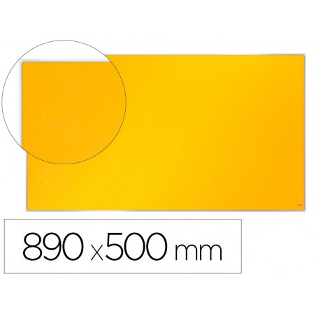 Tablero de anuncios nobo impression pro fieltro amarillo formato panoramico 40 890x500 mm
