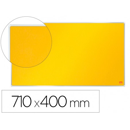 Tablero de anuncios nobo impression pro fieltro amarillo formato panoramico 32 710x400 mm