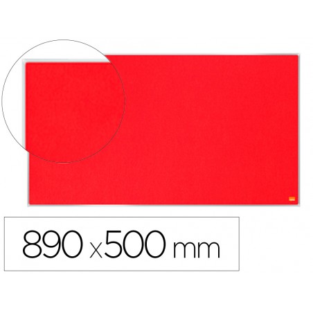 Tablero de anuncios nobo impression pro fieltro rojo formato panoramico 40 890x500 mm