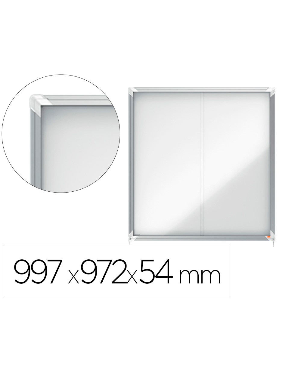 Vitrina de anuncios nobo premium plus magnetica con puerta corredera 12 x din a4 997x972x54 mm