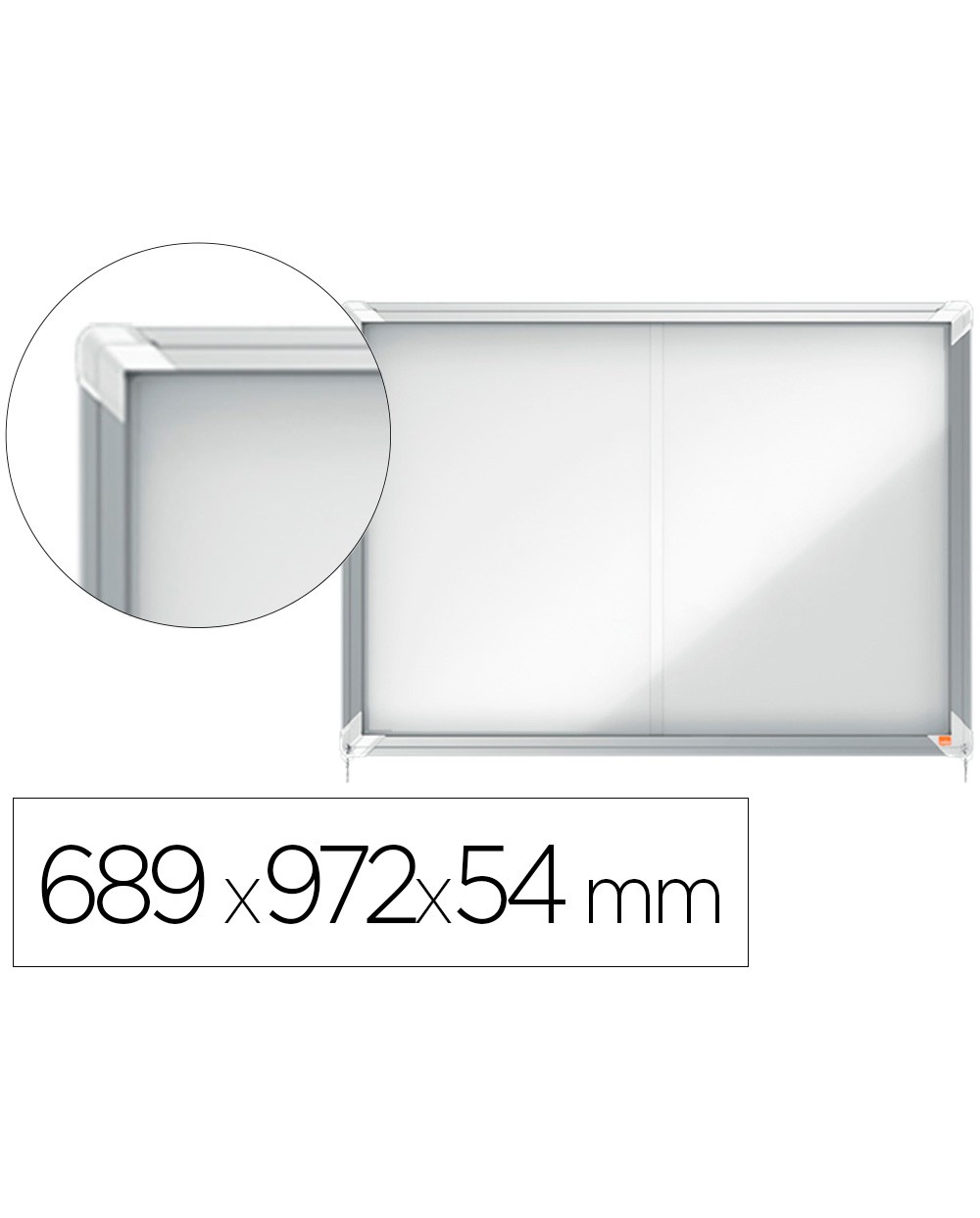 Vitrina de anuncios nobo premium plus magnetica con puerta corredera 8 x din a4 689x972x54 mm