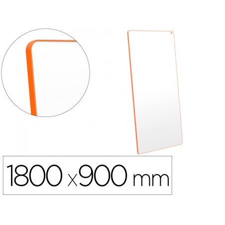 Pizarra blanca nobo movemeet extraible y portatil marco naranja doble cara magnetica 1800x900 mm