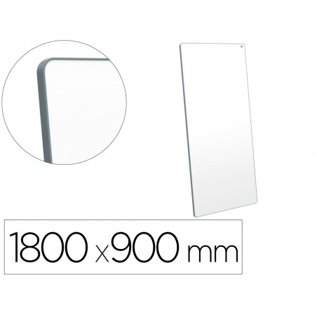 Pizarra blanca nobo movemeet extraible y portatil marco gris doble cara magnetica 1800x900 mm