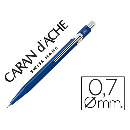 Portaminas caran d ache 844 07mm cuerpo azul zafiro adornos cromados