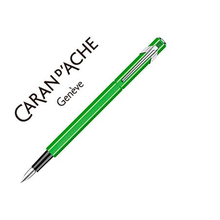 Pluma caran d ache 840 pop line verde limon fluor a cuerpo aluminio con estuche punto medio