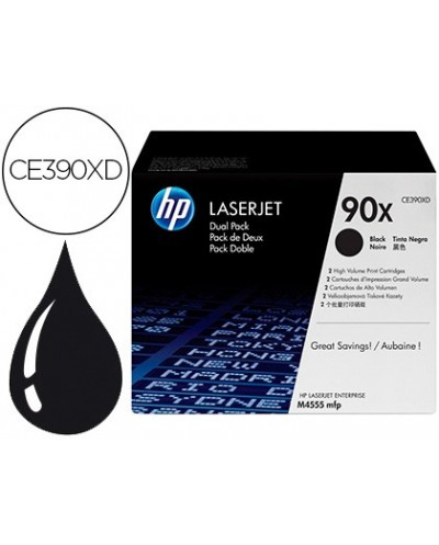 Toner hp laserjet 90x enterprise m4555mfp negro pack de 2 unidades 24000 paginas