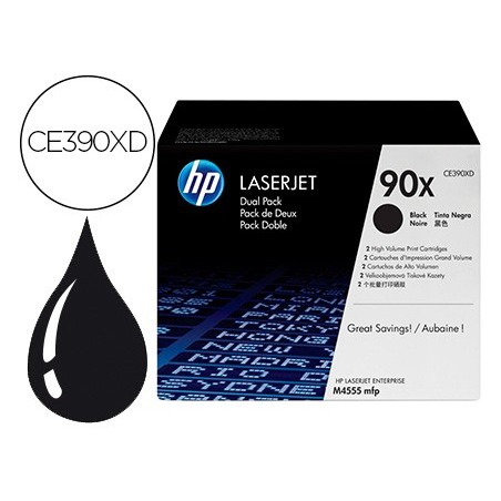 Toner hp laserjet 90x enterprise m4555mfp negro pack de 2 unidades 24000 paginas